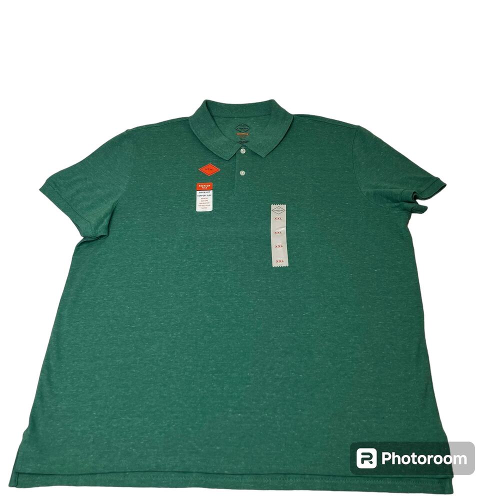 St Johns Bay Mens Performance Polo SZ XXL Green, Comfort Flex Quick-Dri